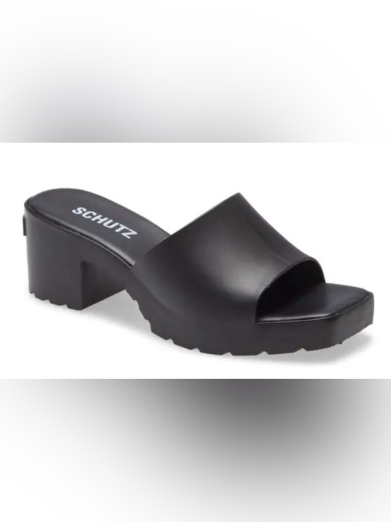 SCHUTZ Shoes - Schutz Mizzy Black Rubberized Platform Slide Sandals - NWOB Size: 8B (US)